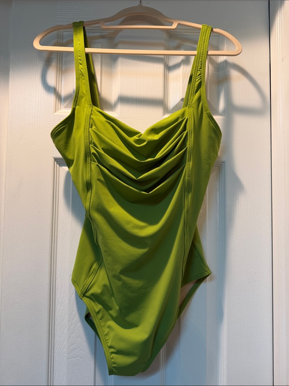 Calvin Klein Bright Green Ruched One-Piece Swimsuit